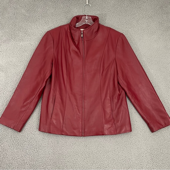 Worthington Jackets & Blazers - Worthington Genuine Lambskin Leather Jacket Womens XL Red Full Zip